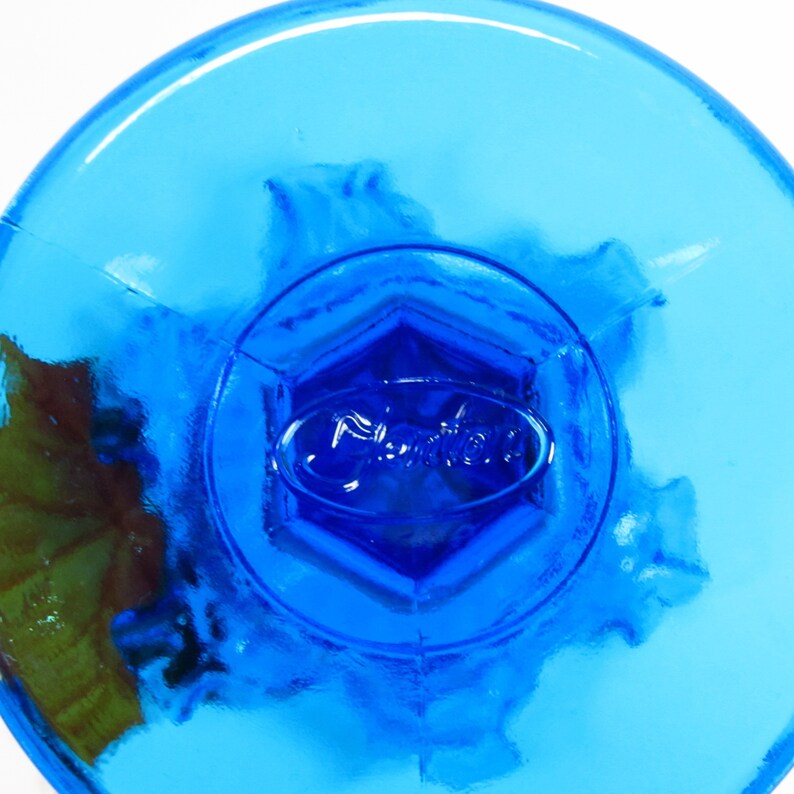 Vintage Blue Fenton Thumbprint Compote Candy Dish, Ruffled Pedestal Bowl image 6