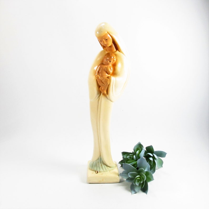 Vintage Madonna and Jesus Chalkware Figurine image 1