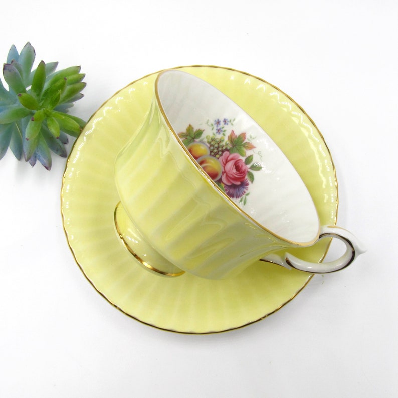 Vintage Yellow Floral Paragon Teacup, Made in England, Tea Lover Gift, Different Backstamps image 4