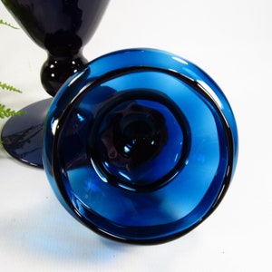 Mid Century Empoli Dark Blue Optic Glass Jar, Italy image 7