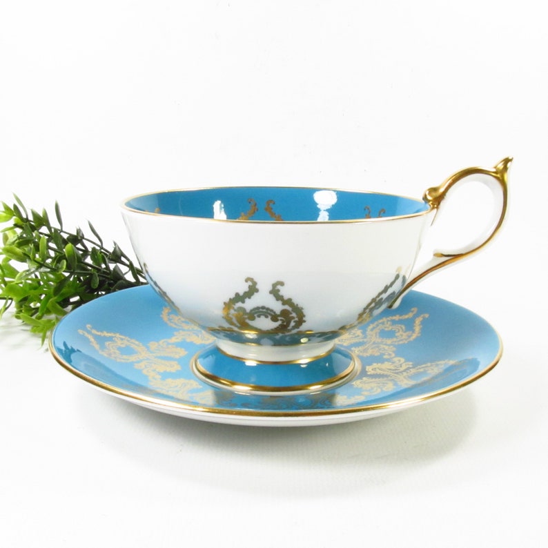 Vintage Aynsley Turquoise and Gold Teacup, J A Bailey, Collectible Teacup Gift image 2