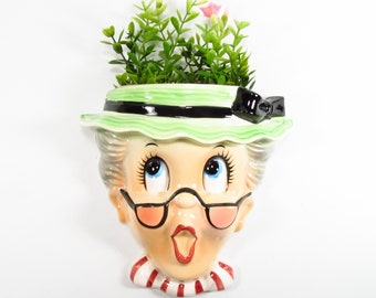 Vintage Enesco Busy Biddy Wall Pocket Planter, Made in Japan, Hairline Crack