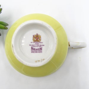 Vintage Yellow Floral Paragon Teacup, Made in England, Tea Lover Gift, Different Backstamps image 8