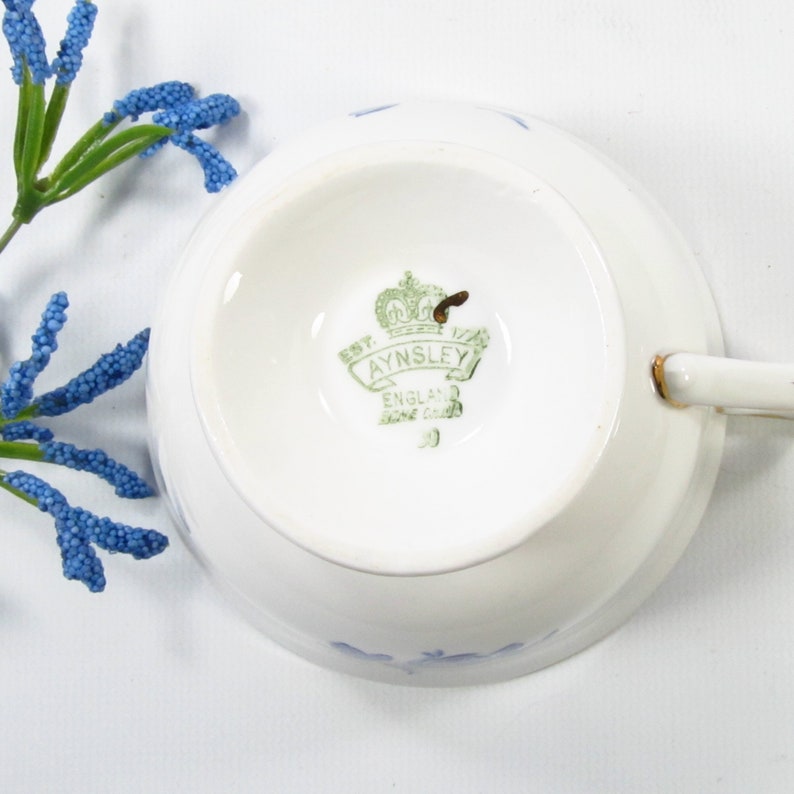 Vintage Aynsley Teacup, Blue Flowers, Teacup Collectors, Gift for Her image 8