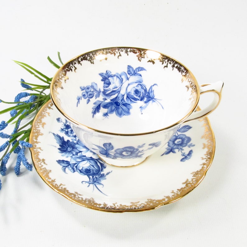 Vintage Aynsley Teacup, Blue Flowers, Teacup Collectors, Gift for Her image 3