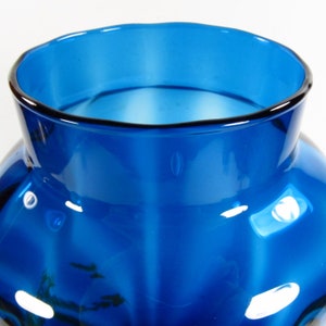 Mid Century Empoli Dark Blue Optic Glass Jar, Italy image 6