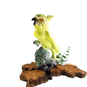 Vintage Yellow Cockatoo Figurine, Ceramic Parrot, Bird Lovers Gift image 2