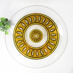 Mid Century Culver Valencia 14.5 Serving Tray, 22K Gold and Green, 1960's Party Platter image 5