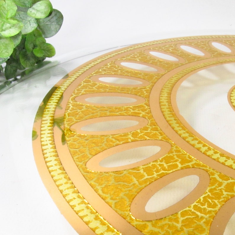 Mid Century Culver Valencia 14.5 Serving Tray, 22K Gold and Green, 1960's Party Platter image 4