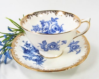 Vintage Aynsley Teacup, Blue Flowers, Teacup Collectors, Gift for Her