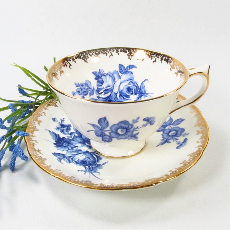 Vintage Aynsley Teacup, Blue Flowers, Teacup Collectors, Gift for Her image 1