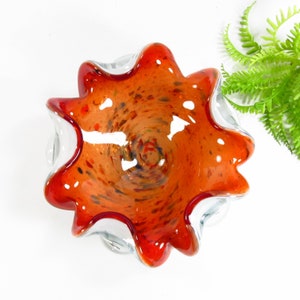 Vintage Speckled Orange Glass Bowl, Candy Dish image 4