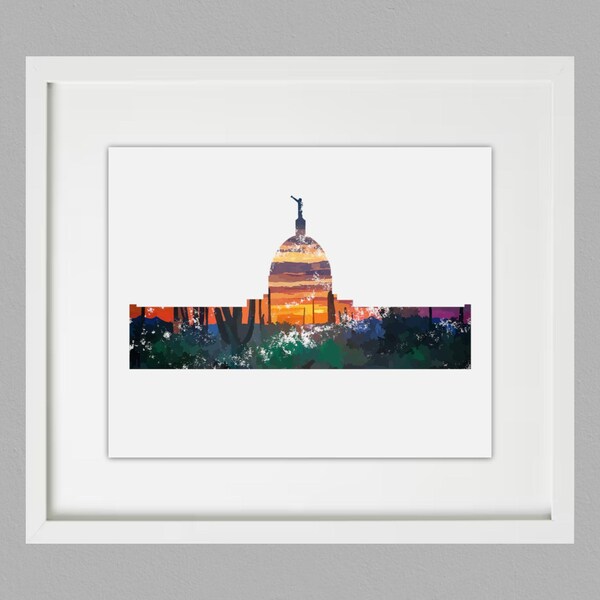 Tucson Arizona LDS Temple Wall Art, Digital Tucson Temple Print, Printable Download, Mormon Temple Tucson Arizona Watercolor