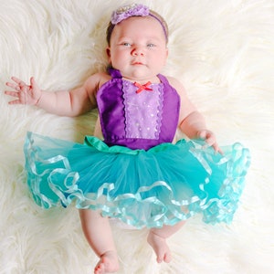 Ariel costume toddler girl, baby princess costume, infant photo prop, baby girl Halloween costume, Mermaid costume image 3