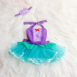 Ariel costume toddler girl, baby princess costume, infant photo prop, baby girl Halloween costume, Mermaid costume image 7