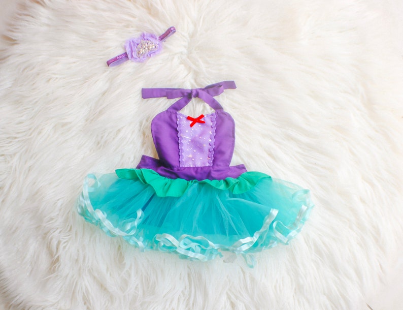 Ariel costume toddler girl, baby princess costume, infant photo prop, baby girl Halloween costume, Mermaid costume image 7