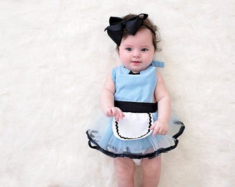 Alice In Wonderland baby costume, baby Alice in Wonderland dress up, newborn photo prop, baby shower gift, baby girl cake smash outfit