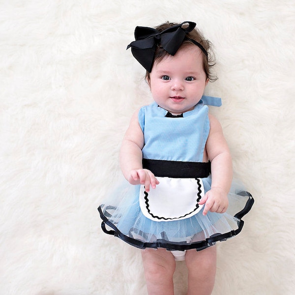 Alice In Wonderland baby costume, baby Alice in Wonderland dress up, newborn photo prop, baby shower gift, baby girl cake smash outfit