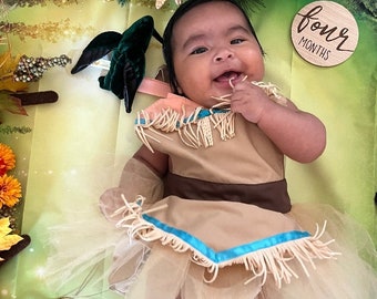 Baby Pocahontas costume Apron,  Pocahontas baby outfit, infant Pocahontas first birthday, baby princess outfit, infant photoshoot outfit
