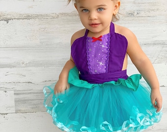 Ariel costume toddler girl, baby princess costume, infant photo prop, baby girl Halloween costume, Mermaid costume