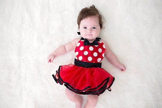 Disfraz de Minnie Mouse para bebé, delantal de disfraz de Minnie Mouse rojo  para bebé, accesorio de foto recién nacido, regalo de baby shower, disfraz  de Halloween para niña -  México