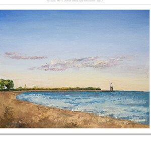 Afternoon at Rogers Park beach  - Art PRINT, Oil Painting, the lake, Gift,  City Painting, souvenir, Chicago gift Premium Giclee
