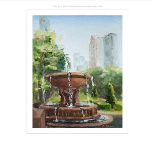 Formal Gardens - Fine Art PRINT, Oil Painting, Chicago cityscape, Gift, City Painting, Grant park, souvenir, Chicago,  Premium Giclee