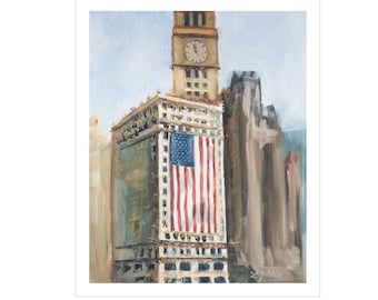 4th of July - Art PRINT, Oil Painting, Gift,  City Painting, art souvenir, Chicago gift