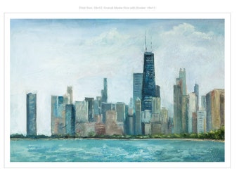 Chicago Skyline Print | Chicago  Painting | Chicago Artwork | Cityscape Artwork  | Skyline Art | Travel Artwork | Chicago Wall Décor |City