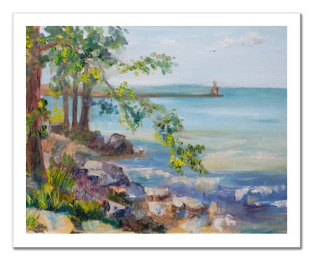 Hartigan Beach Park Art PRINT Oil Painting Rogers Park Etsy
