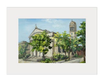 St Ignatius Church Print – Chicago Oil Painting, Rogers Park Art, City Souvenir