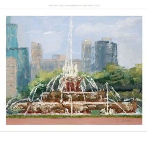 Buckingham fountain - Fine Art PRINT, Oil Painting, City Painting, souvenir, Chicago, Premium Giclee