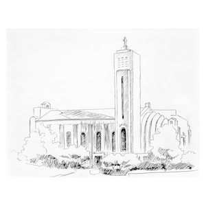 Madonna della Strada - Art PRINT, Ink drawing, Gift,  City Painting, souvenir, Chicago, sketch