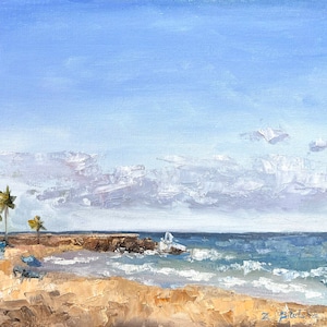 Condado La Concha Hotel beach, Oil painting, Puerto Rico Artwork, San Juan souvenir
