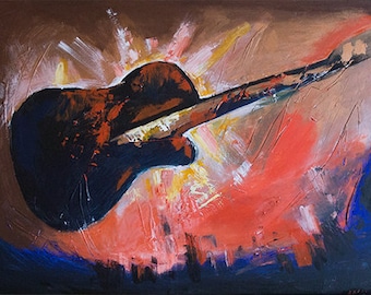 Guitar Painting | Musician  Painting | Original Acrylic Painting | Guitar Wall  Décor | Musical Artwork | Instrument Art | Guitar Canvas Art