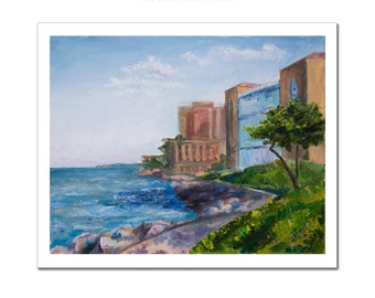 Loyola Library - Art PRINT, Oil Painting, the lake, Gift,  City Painting, souvenir, Chicago gift Premium Giclee