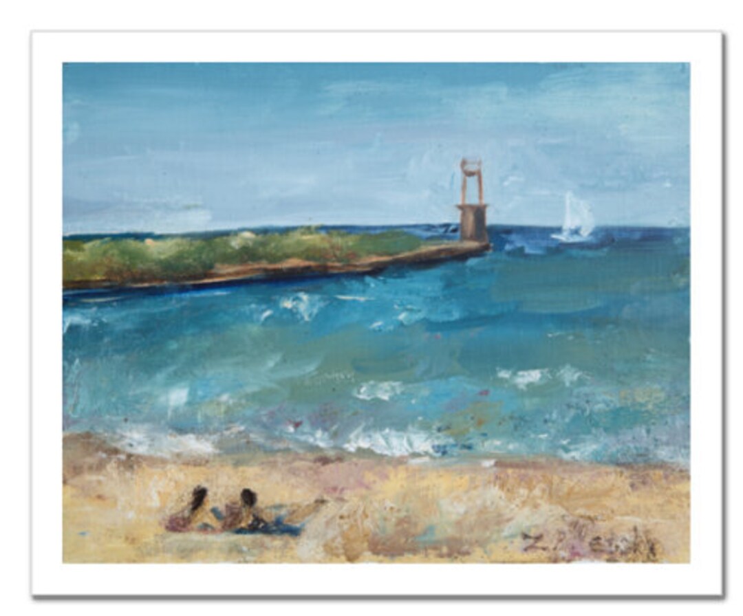 Helen Doria Beach Park, Art PRINT, Rogers Park, Oil Painting, Michigan