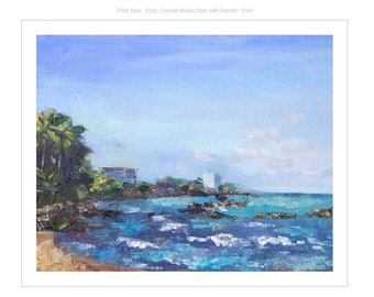 Isla Verde Beach Print, Puerto Rico Skyline, Premium Giclee Fine Art