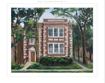 Arthur Ave house - Fine Art PRINT, Oil Painting, Chicago Rogers Park, Gift, souvenir, Chicago, architecture,  Premium Giclee
