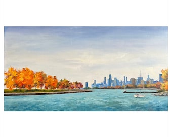 Fall Skyline of Chicago- Montrose Harbor - Chicago cityscape