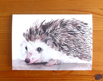 Hedgehog Watercolour Card: British Wildlife Art (A6)