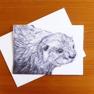 Carte de loutre – Carte d’anniversaire de loutre A6 – Carte de la faune britannique, Carte de remerciement de la loutre, Carte d’art boisé, Cadeau de loutre, Carte de vœux de loutre