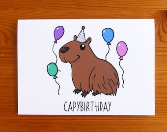 Capybara Birthday Card: Funny Animal Pun Greeting Card