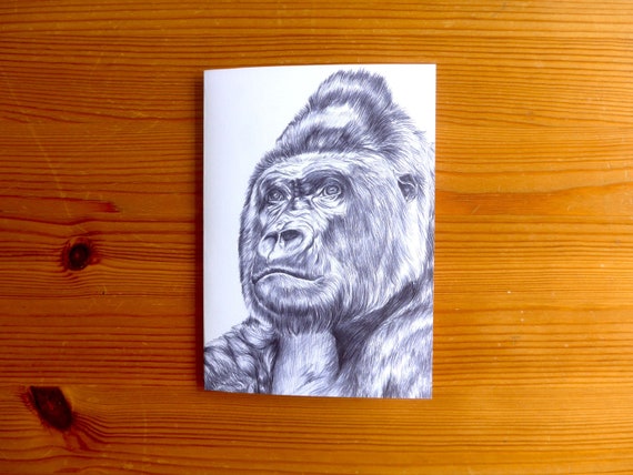 Silverback Gorilla Card A6 Gorilla Gifts, Monkey Birthday Card, Gorilla  Drawing, Ape Art Card, Gorilla Fathers Day Greeting Card 