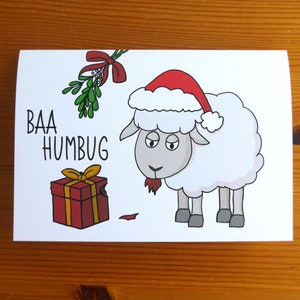 Baa Humbug Sheep Christmas Card: Sarcastic Pun, Cheeky Xmas