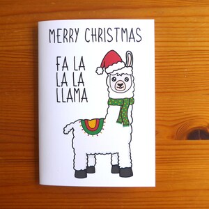 Llama Holiday Card ‘Fa La La La Llama’ Punny Christmas Card, Llama Pun Card, Alpaca Greeting Card, Llama illustration, Llama Lover Gift