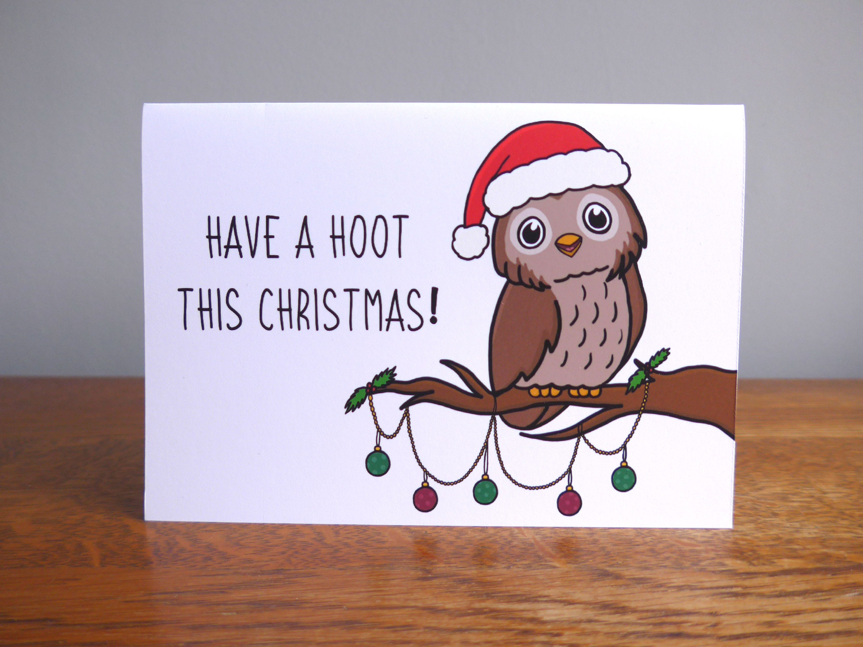 Owl Christmas Pun ‘have a Hoot This Christmas’ A6 Card – Owl Joke Card ...