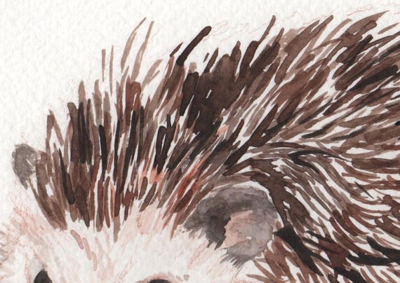 Herbst Aquarell Natur Wildtier Druck Bild S/ü/ßer Igel mit Apfel Kunstdruck Din A4 ungerahmt
