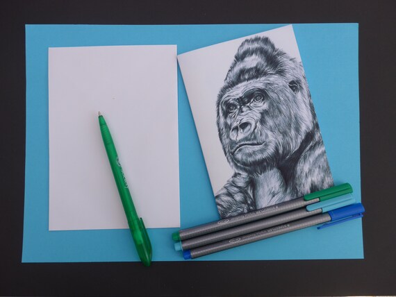 Silverback Gorilla Card A6 Gorilla Gifts, Monkey Birthday Card, Gorilla  Drawing, Ape Art Card, Gorilla Fathers Day Greeting Card 