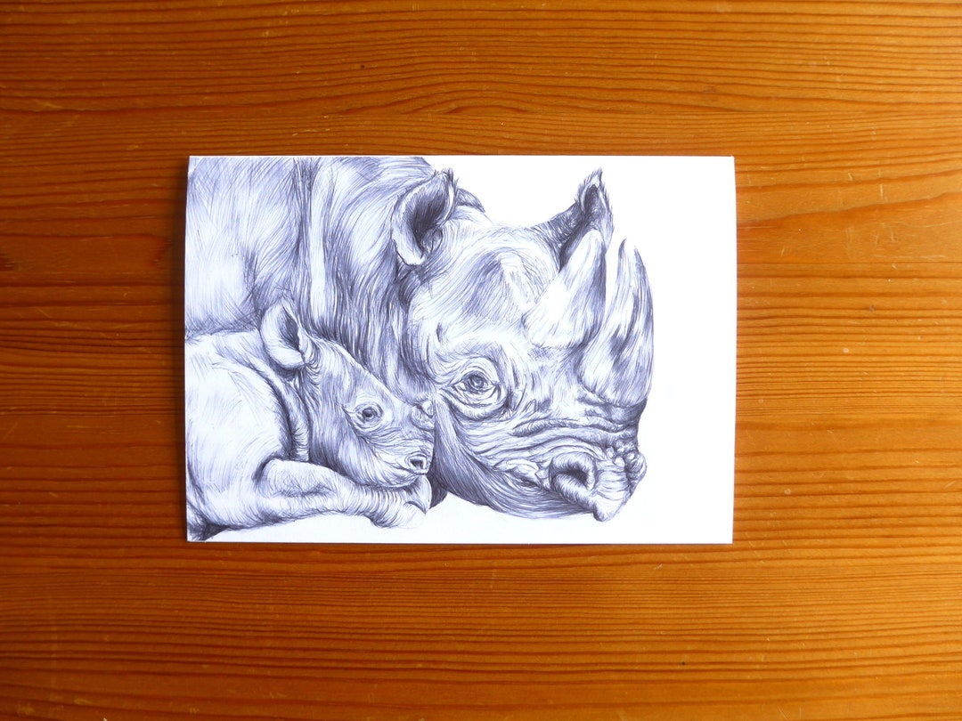 Rhino Card Rhino Gifts, Mother and Baby Rhino Card, Rhino Thank You ...